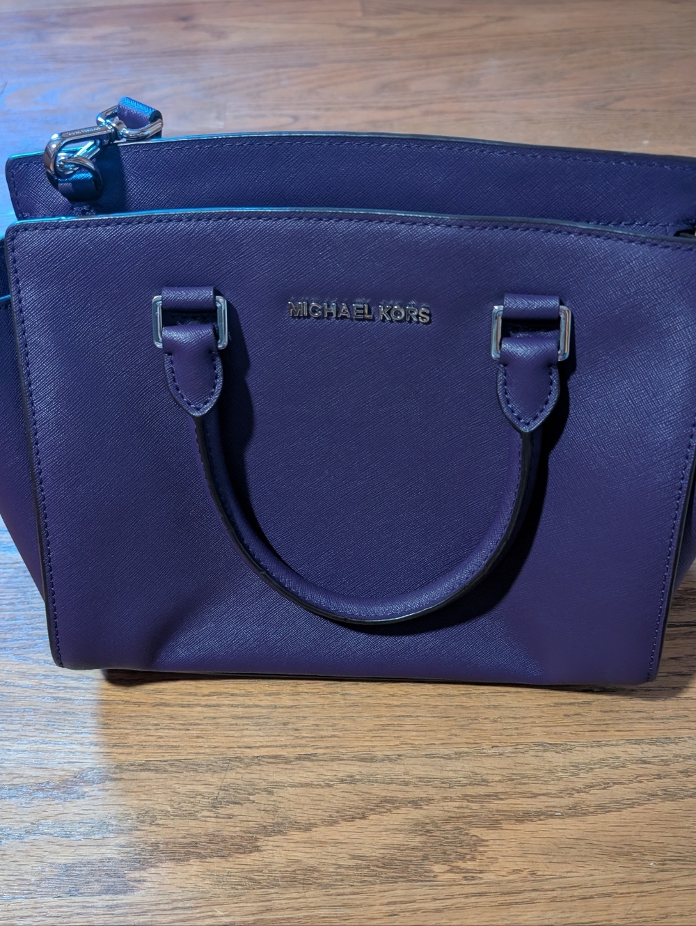 Michael Kors Purple Grape Saffiano Leather Satchel Selma Large